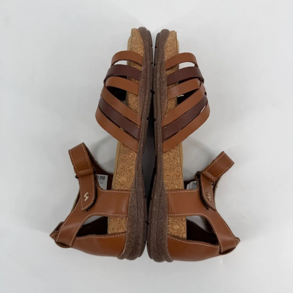 Clarks Roseville Cove Brown Leather Sandals 9.5 Ultimate Comfort Summer Casual